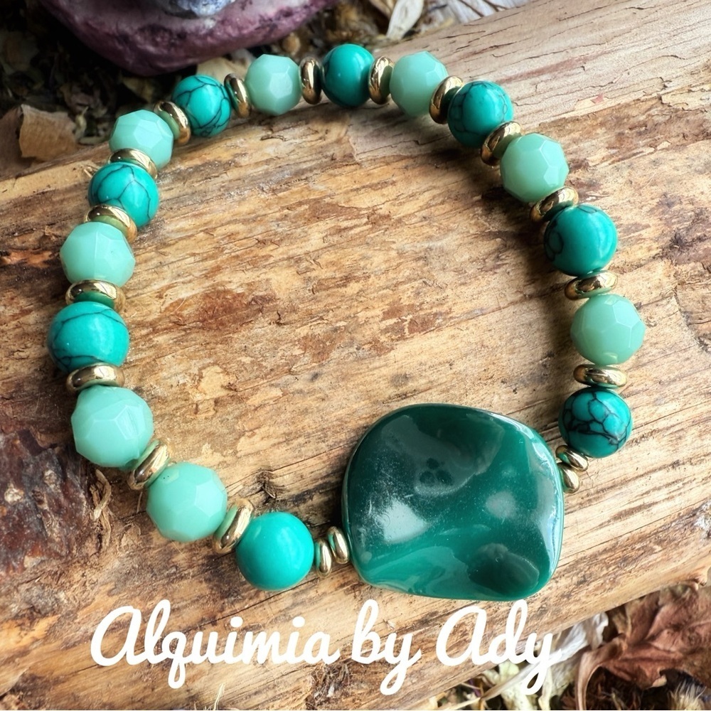 Alquimia Turquoise and Brass Beaded Bracelet